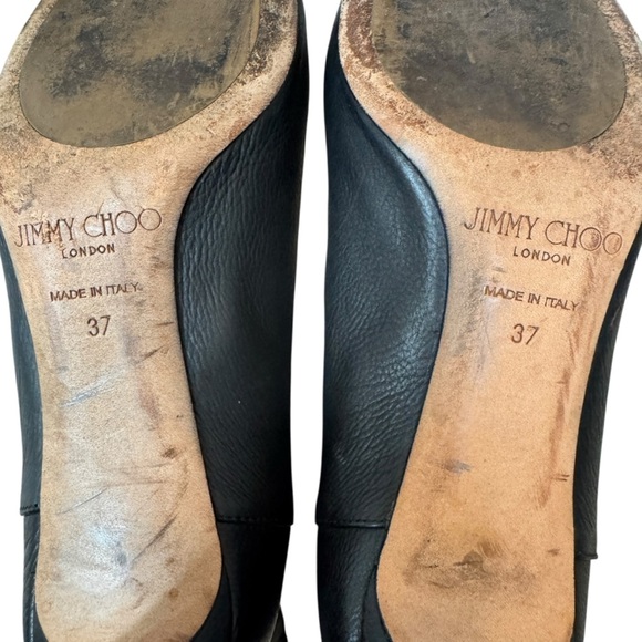 Jimmy Cho Black Calfskin Booties, Size 37 - Picture 10 of 11